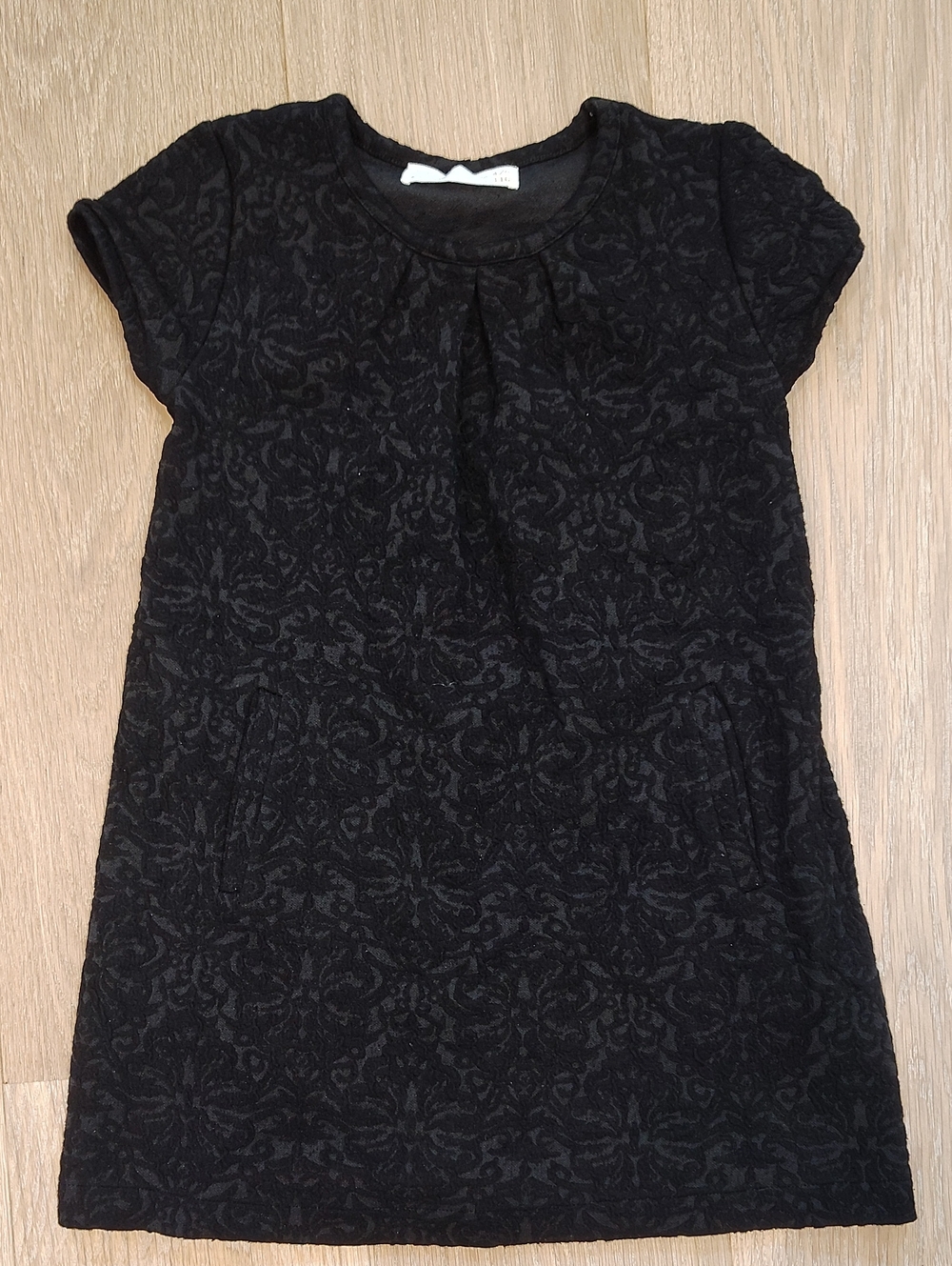 Zara Black Textured Short Sleeve Girls' Dress